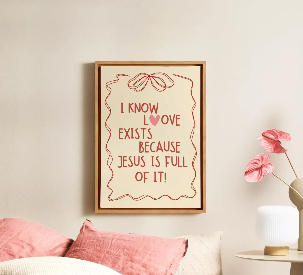 Love Exists Because Jesus Is Full of It canvas with Floater frame by vintagepod
