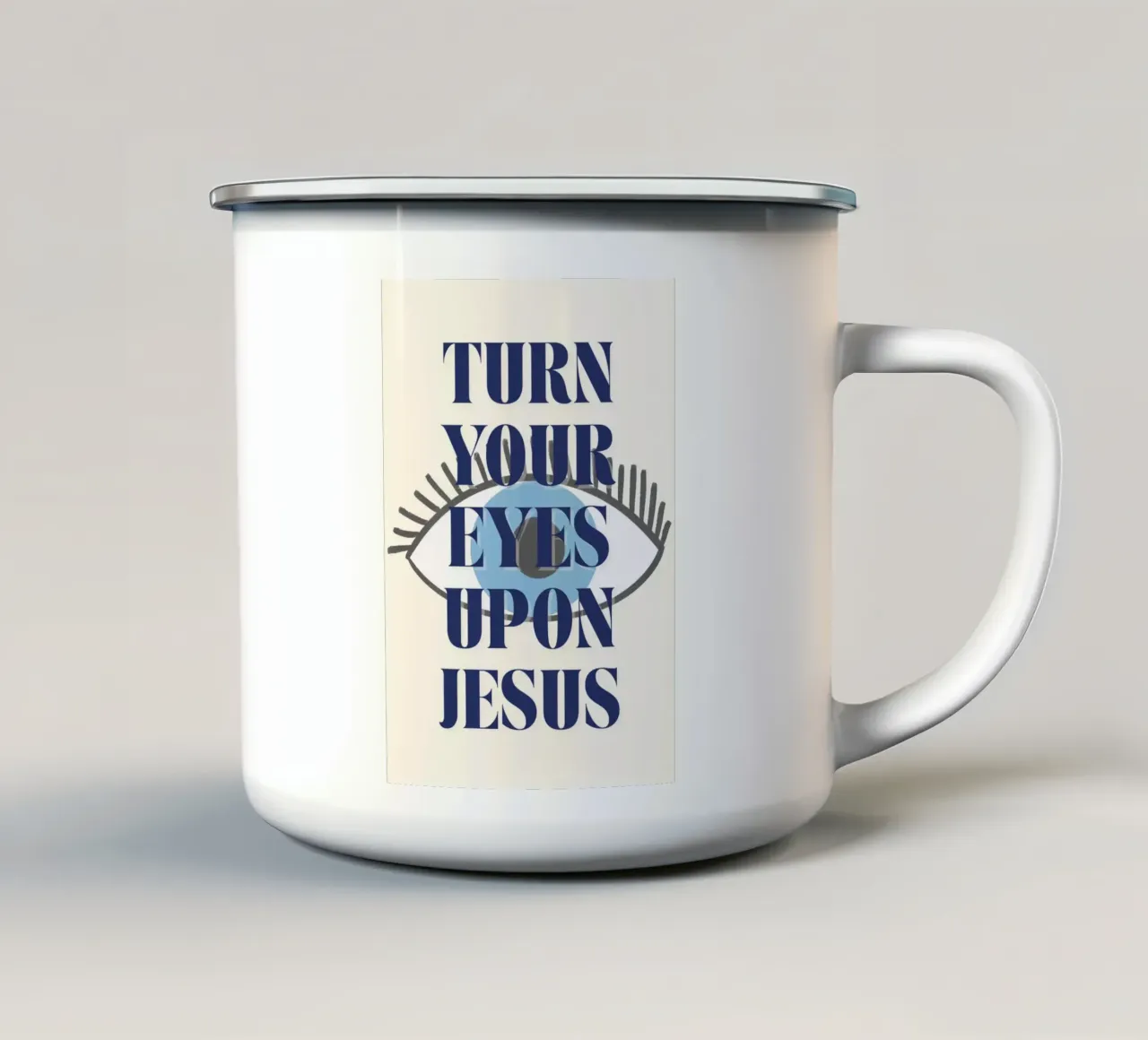 Richt je ogen op Jezus, Oog Kunstdruk emaille mok van vintagepod