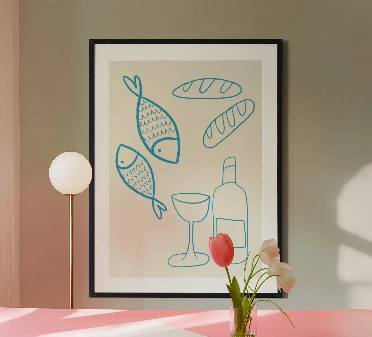 Brot, Fisch und Wein, Christliche Symbole Kunst Poster von vintagepod