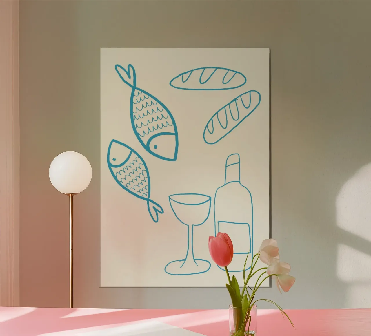 Brot, Fisch und Wein, Christliche Symbole Kunst Poster von vintagepod