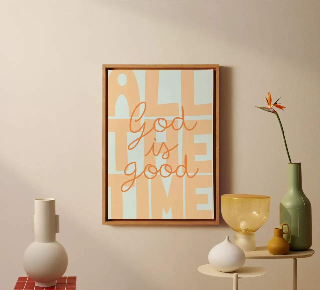 God Is Good All the Time, Christian Art Print canvas with Floater frame by vintagepod