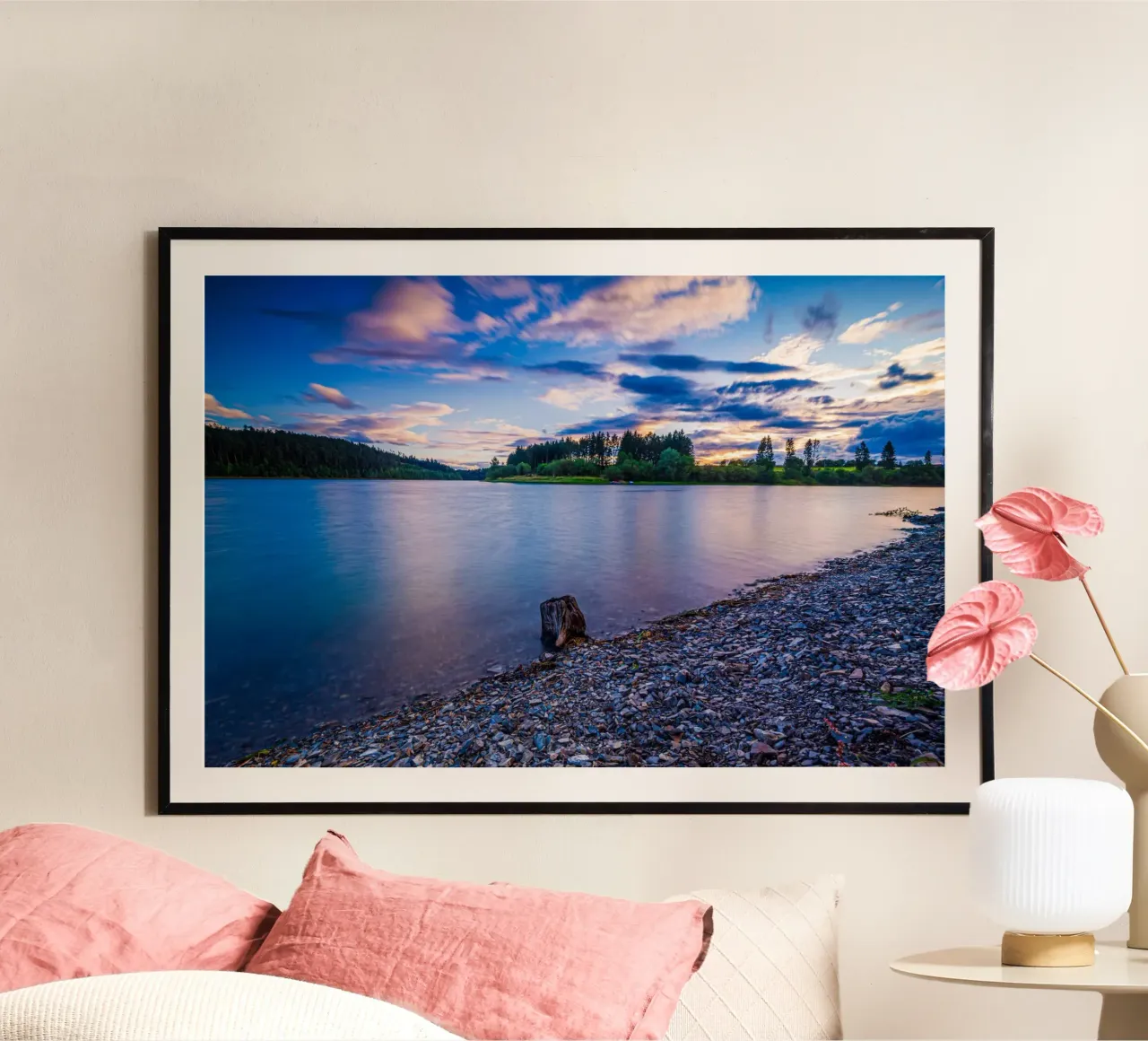 Tramonto al lago artificiale poster da Marcus Beckert | Fotografie
