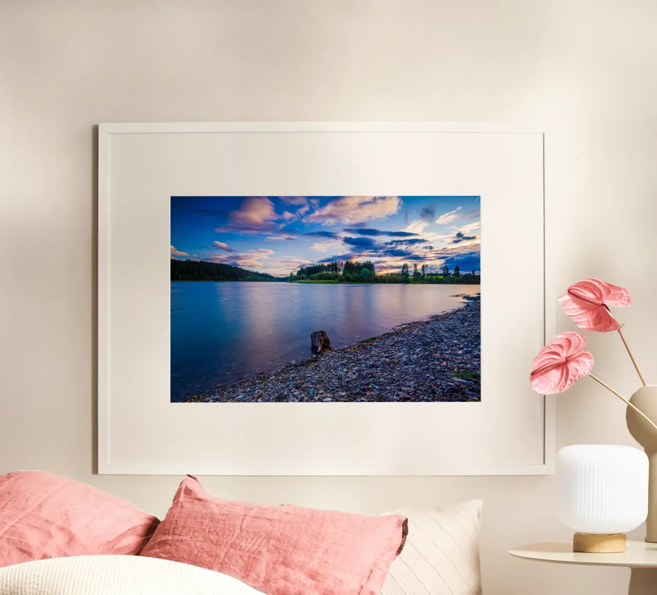 Tramonto al lago artificiale poster da Marcus Beckert | Fotografie