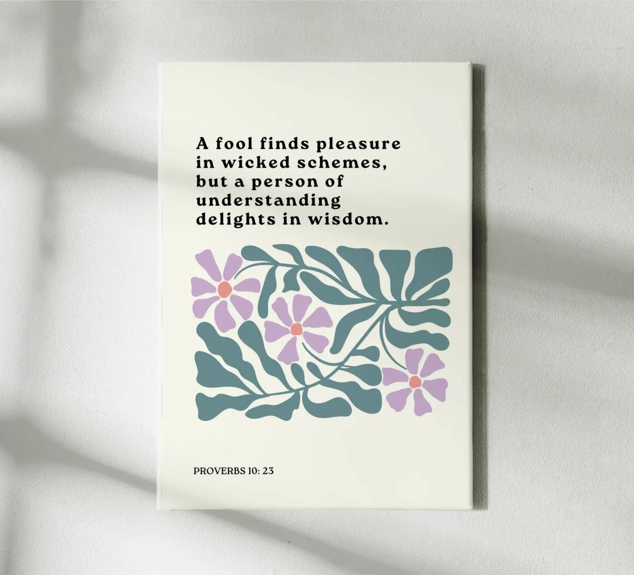 Proverbi 10:23, Saggezza e comprensione Arte floreale tela con Cornice a cassetta da vintagepod