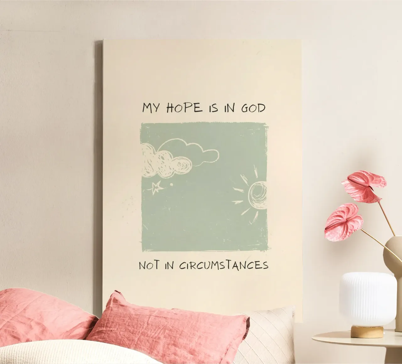 My Hope is in God, Minimalist Weather Art Print canvas with Floater frame by vintagepod