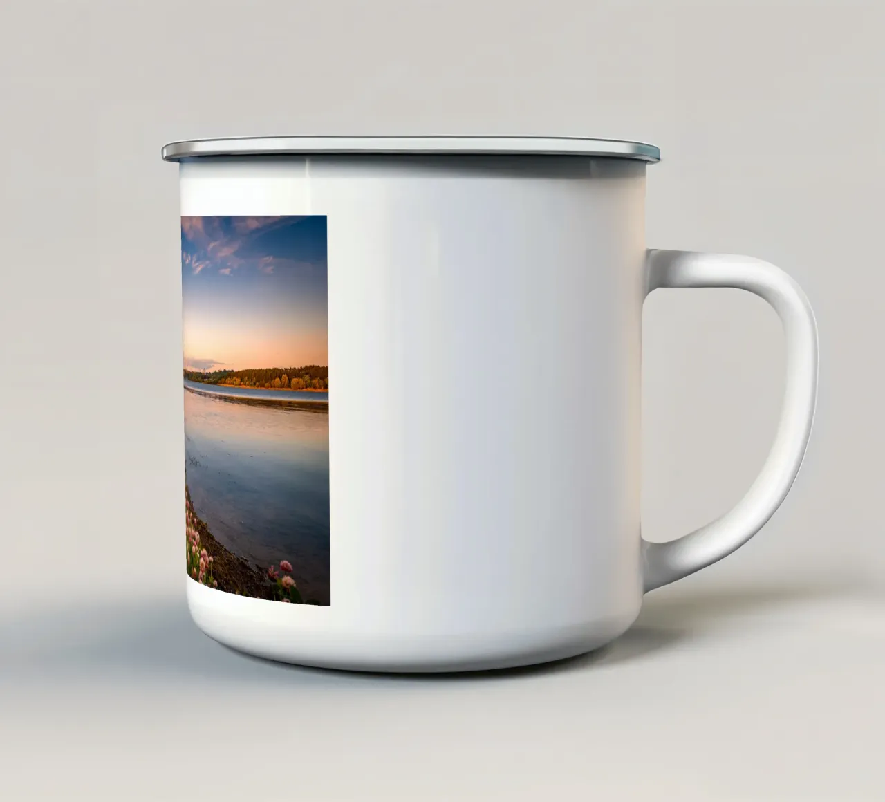 Il lago artificiale al tramonto tazza in smalto da Marcus Beckert | Fotografie