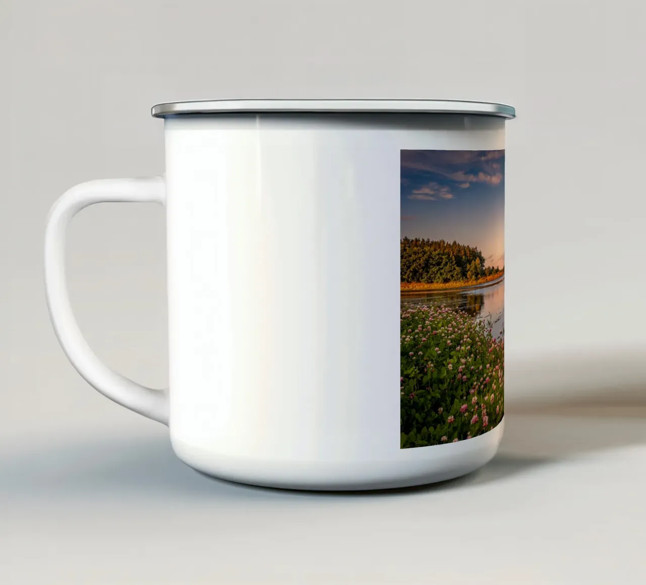Il lago artificiale al tramonto tazza in smalto da Marcus Beckert | Fotografie
