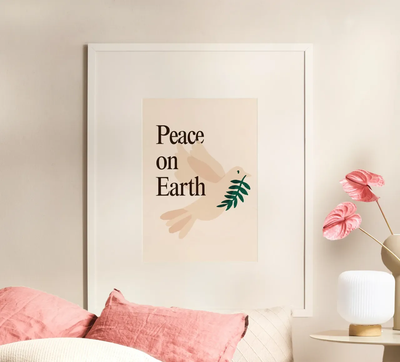 Pace in terra, stampa d'arte minimalista della colomba poster da vintagepod
