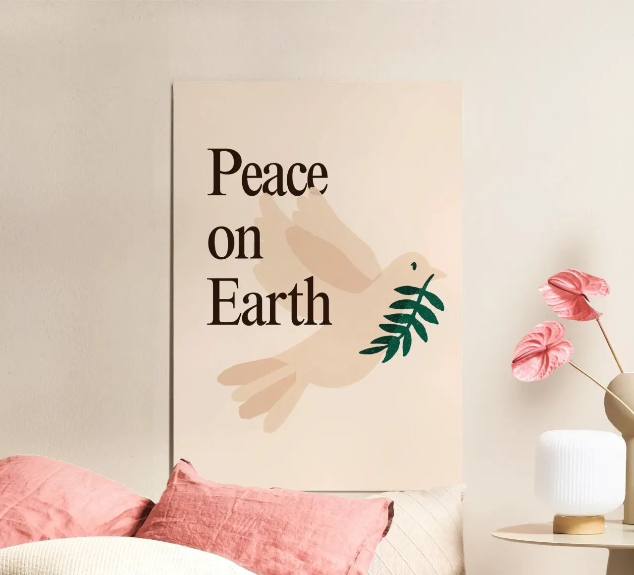 Pace in terra, stampa d'arte minimalista della colomba poster da vintagepod