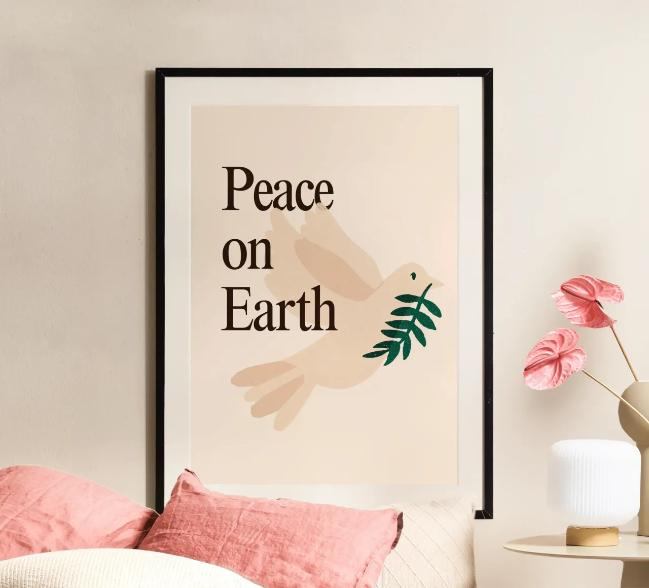 Pace in terra, stampa d'arte minimalista della colomba poster da vintagepod
