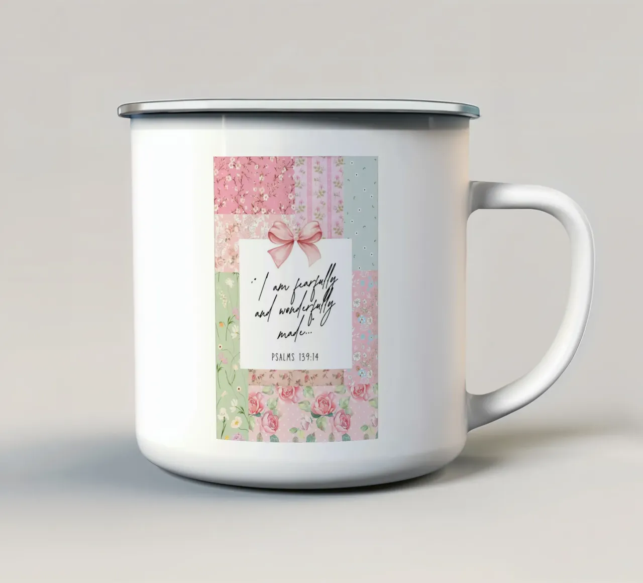 Fatti con timore e meraviglia, Salmo 139:14 Poster tazza in smalto da vintagepod