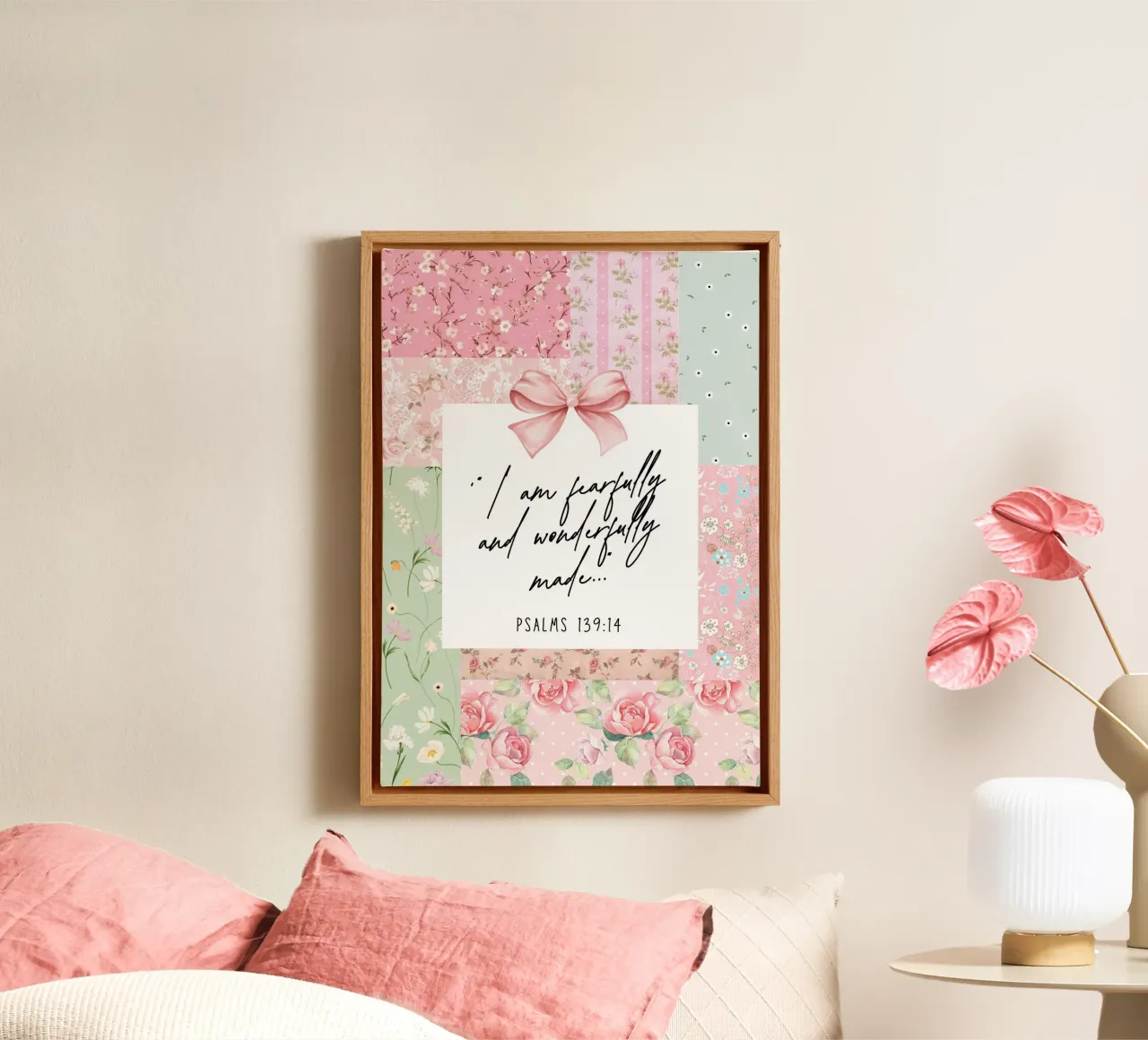 Fearfully & Wonderfully Made, Salmo 139:14 Póster lienzo con Marco flotante de vintagepod