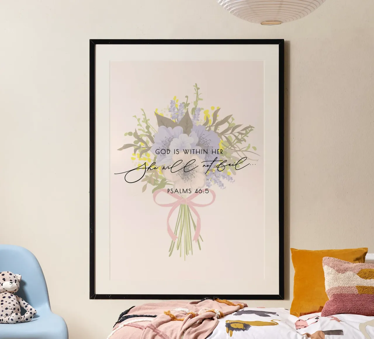 Sie wird nicht fallen, Psalm 46:5, Floraler Kunstdruck Poster von vintagepod