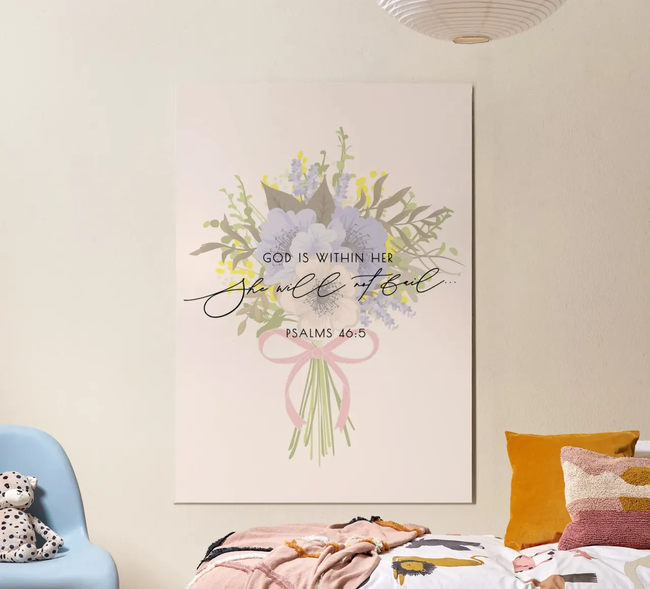 Sie wird nicht fallen, Psalm 46:5, Floraler Kunstdruck Poster von vintagepod