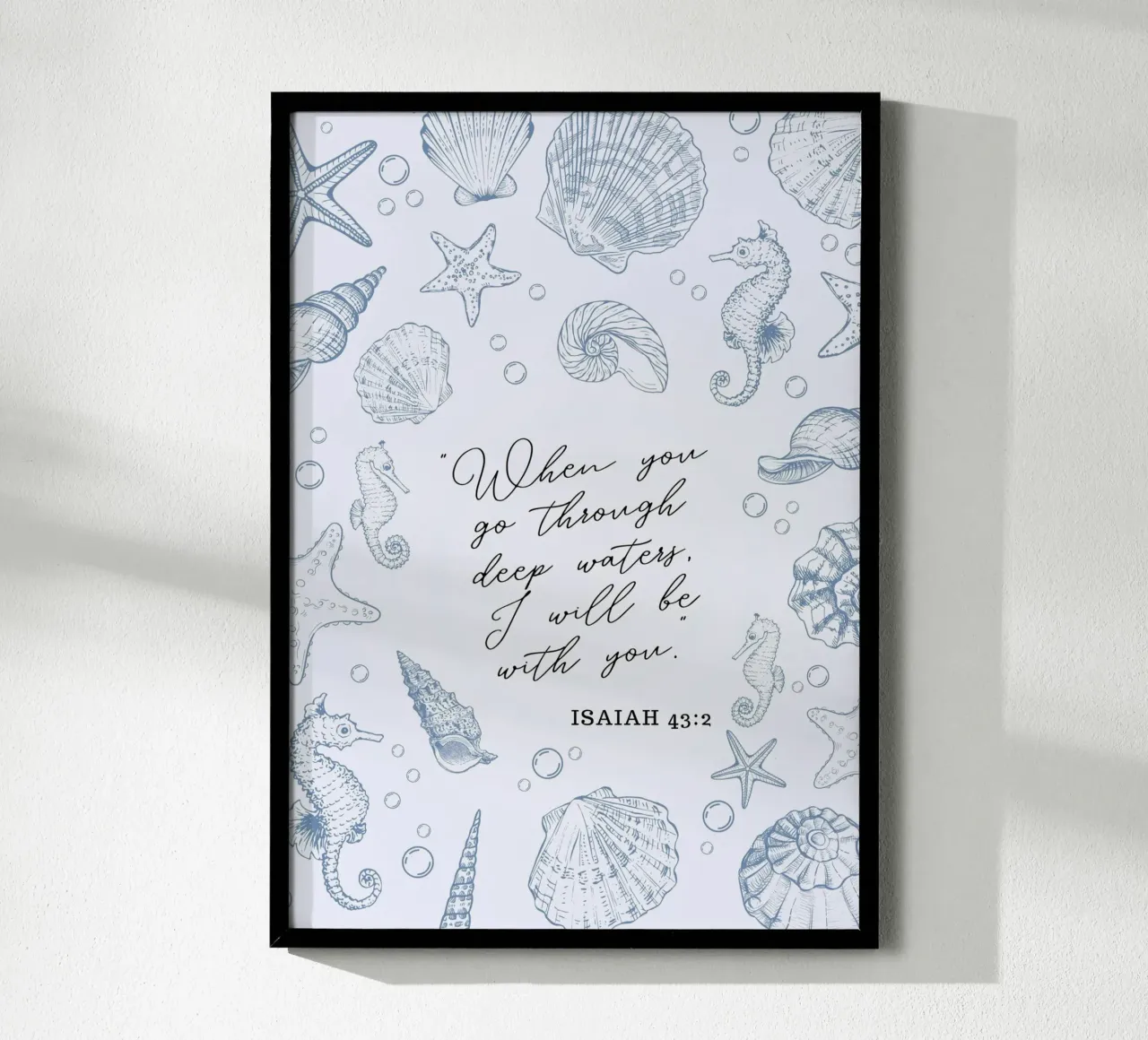 Isaia 43:2, Acque profonde, Conchiglie Arte da parete poster da vintagepod