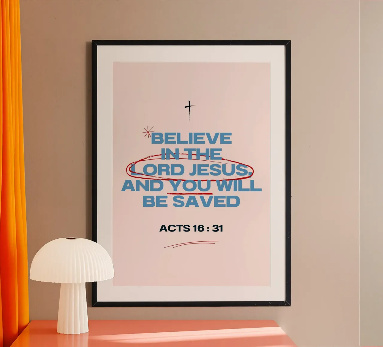 Credere nel Signore Gesù, Atti 16:31 Manifesto poster da vintagepod