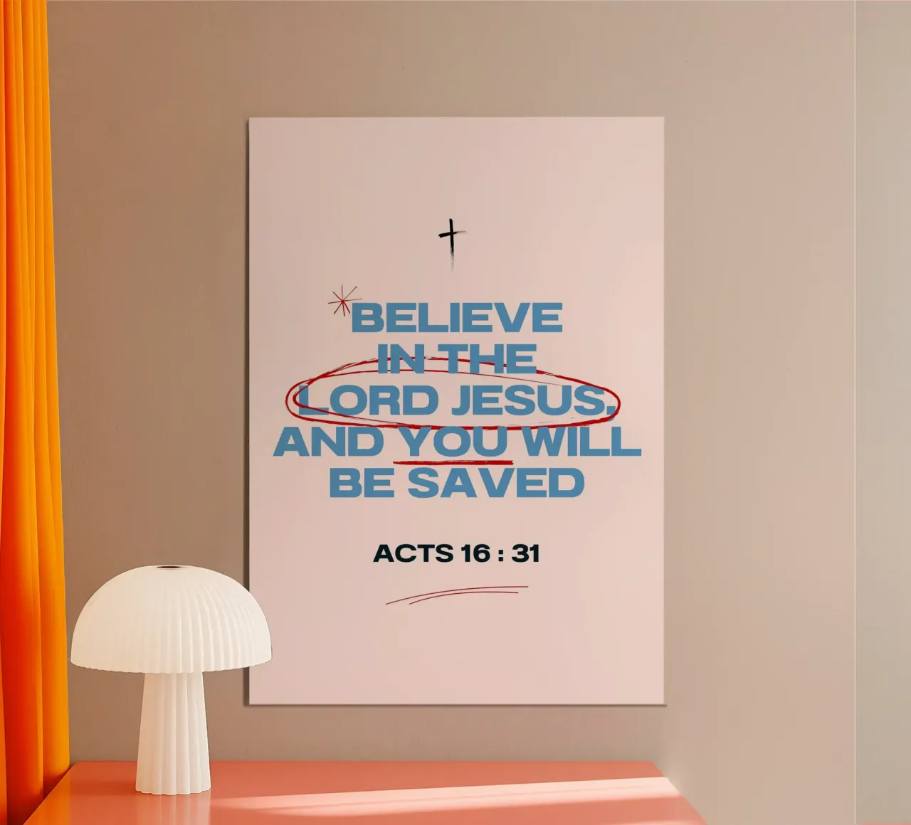 Credere nel Signore Gesù, Atti 16:31 Manifesto poster da vintagepod