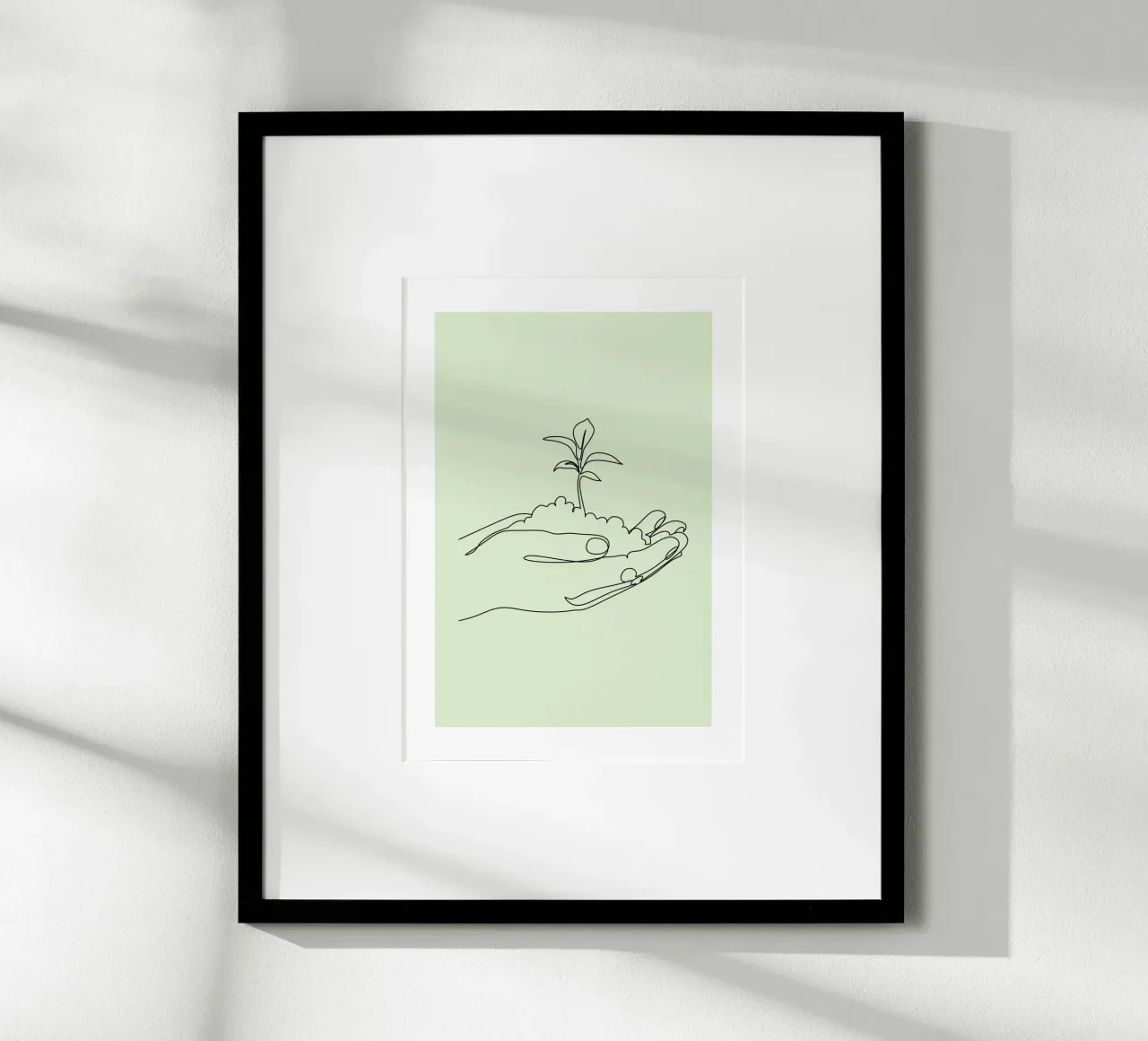 Nuova crescita, mani minimaliste e arte delle linee vegetali poster da vintagepod