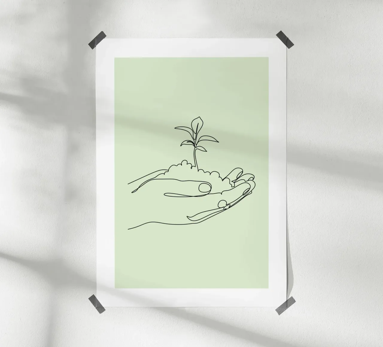 Nuova crescita, mani minimaliste e arte delle linee vegetali poster da vintagepod