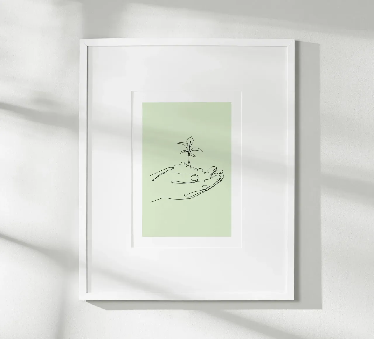 Nuova crescita, mani minimaliste e arte delle linee vegetali poster da vintagepod
