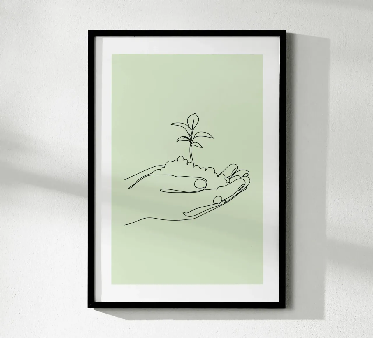 Nuova crescita, mani minimaliste e arte delle linee vegetali poster da vintagepod