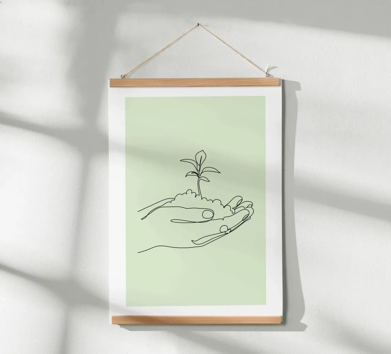 Nuova crescita, mani minimaliste e arte delle linee vegetali poster da vintagepod