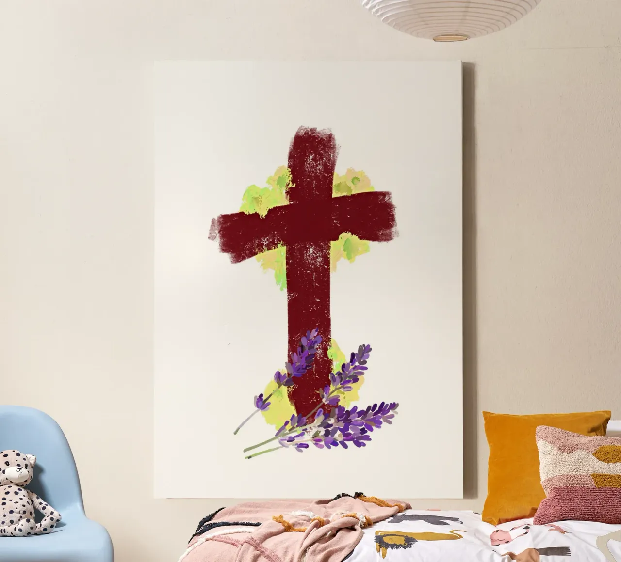 Jesus on the Cross, Religious Painting Print canvas with Floater frame by vintagepod
