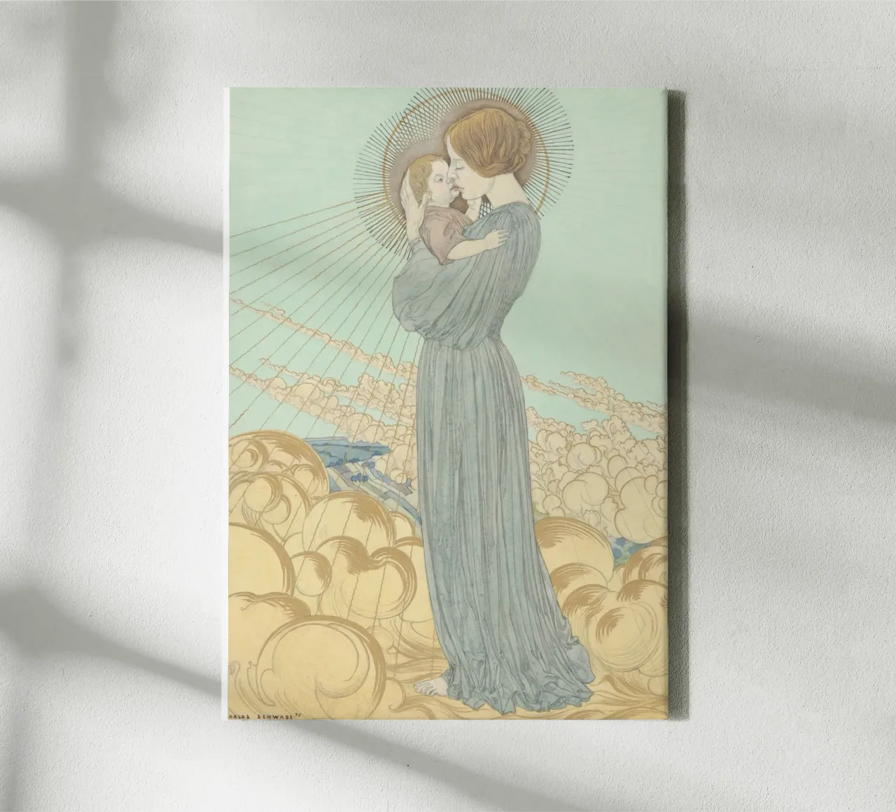 Nostra Signora delle Nuvole, Quadro Art Nouveau tela con Cornice a cassetta da vintagepod