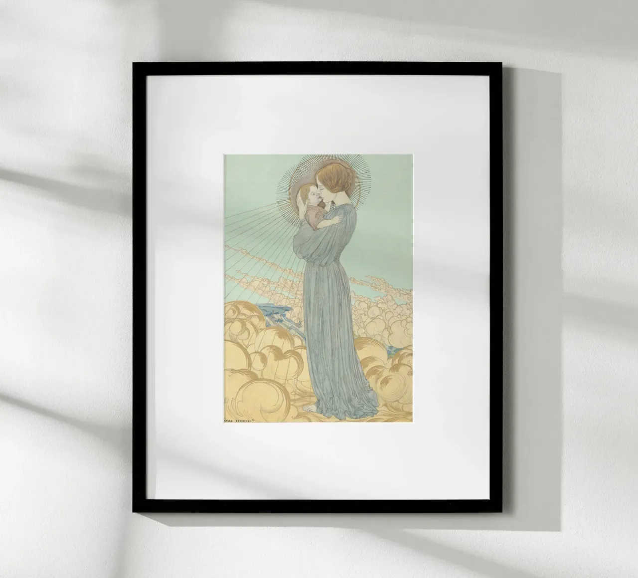 Nostra Signora delle Nuvole, Quadro Art Nouveau poster con telaio in legno da vintagepod