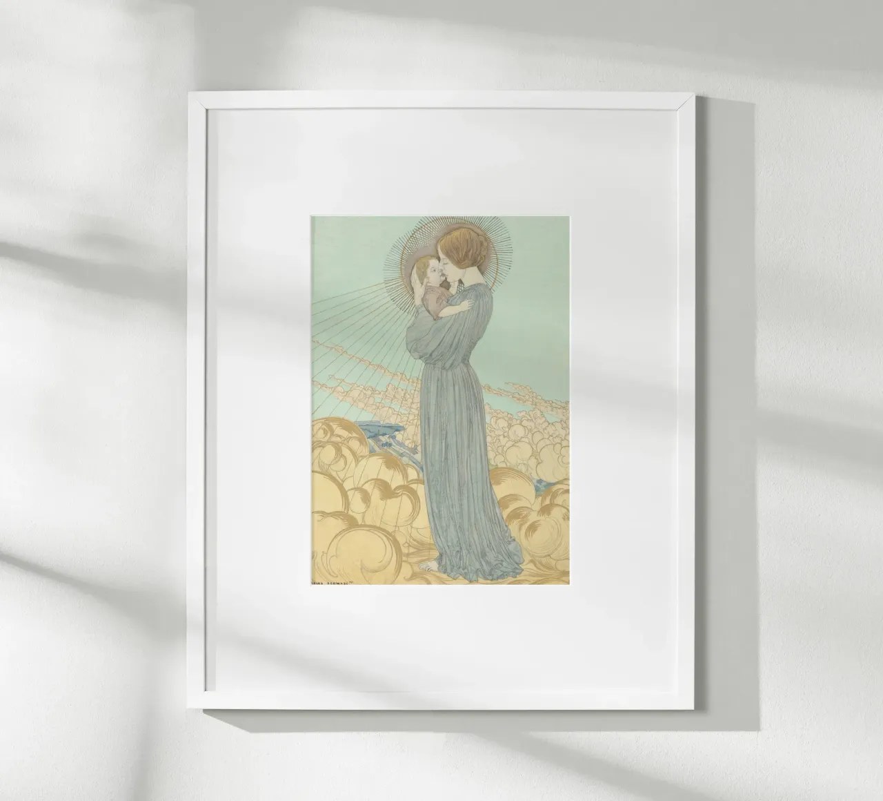 Nostra Signora delle Nuvole, Quadro Art Nouveau poster con telaio in legno da vintagepod