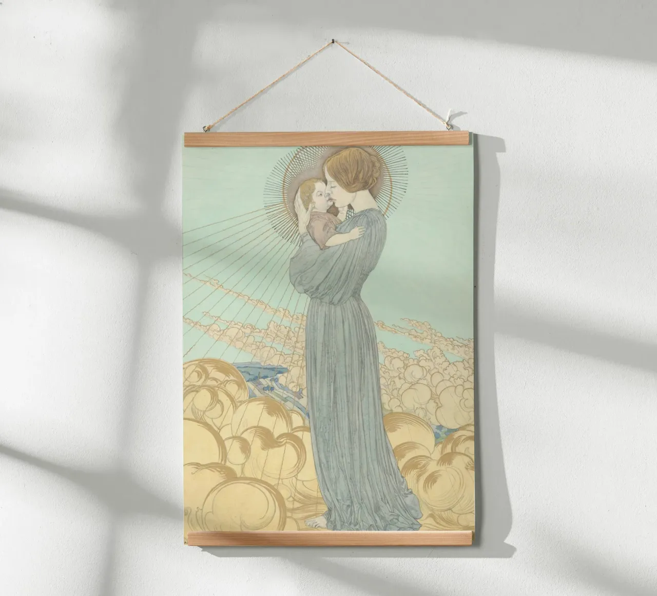 Nostra Signora delle Nuvole, Quadro Art Nouveau poster con telaio in legno da vintagepod