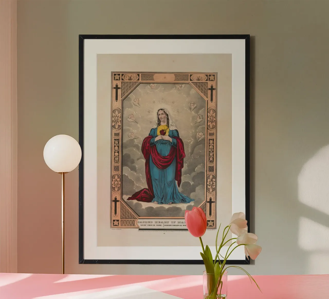 Sacro Cuore di Maria, stampa religiosa d'epoca poster da vintagepod
