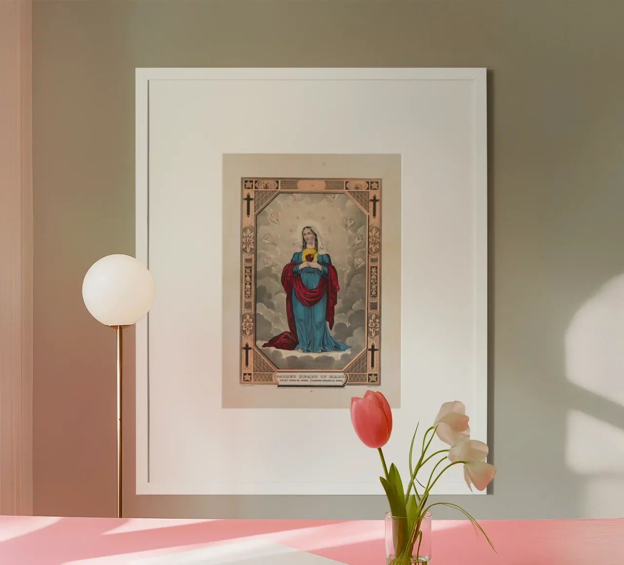 Sacro Cuore di Maria, stampa religiosa d'epoca poster da vintagepod