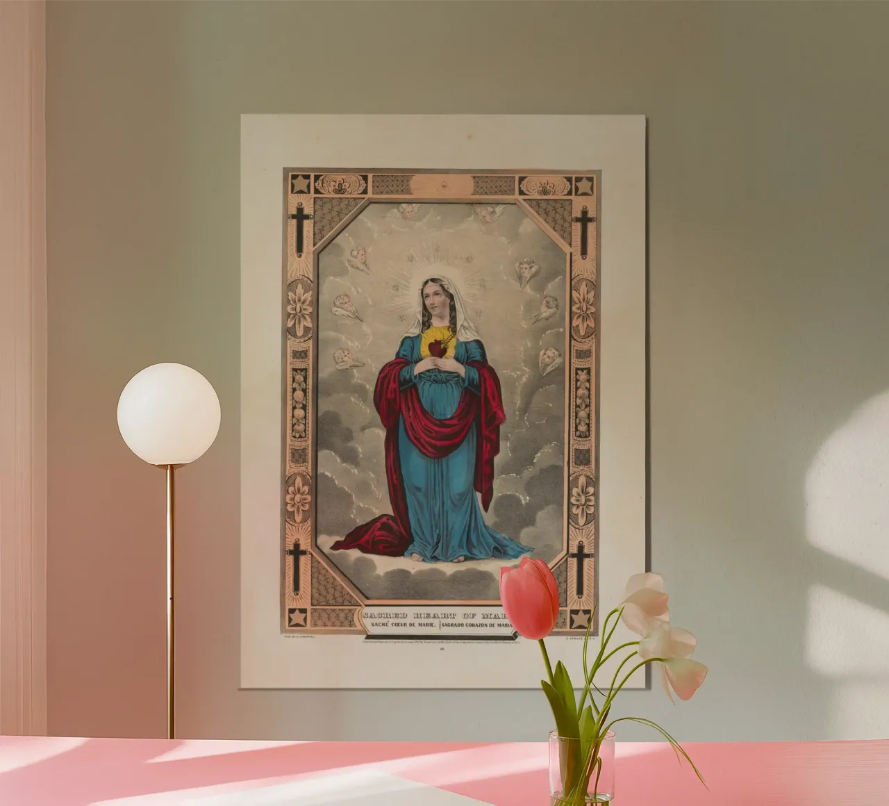 Sacro Cuore di Maria, stampa religiosa d'epoca poster da vintagepod