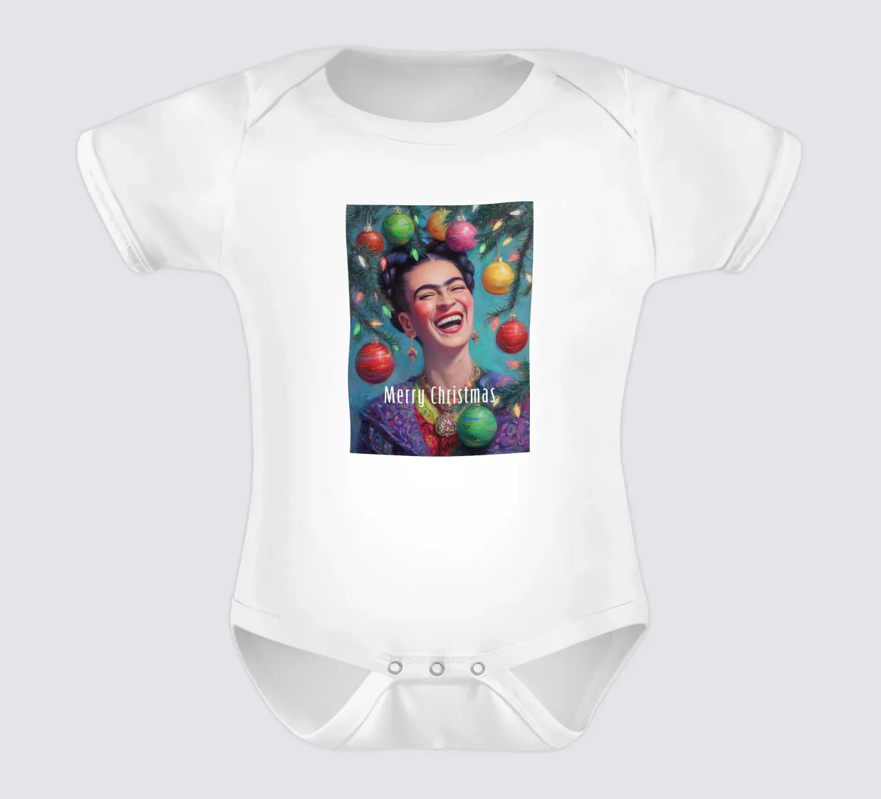 Frida in Weihnachtsstimmung Kurzarm Babybody von Carinaprint