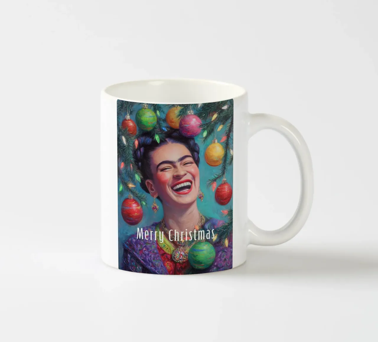 Frida in de kerststemming keramische mok van Carinaprint