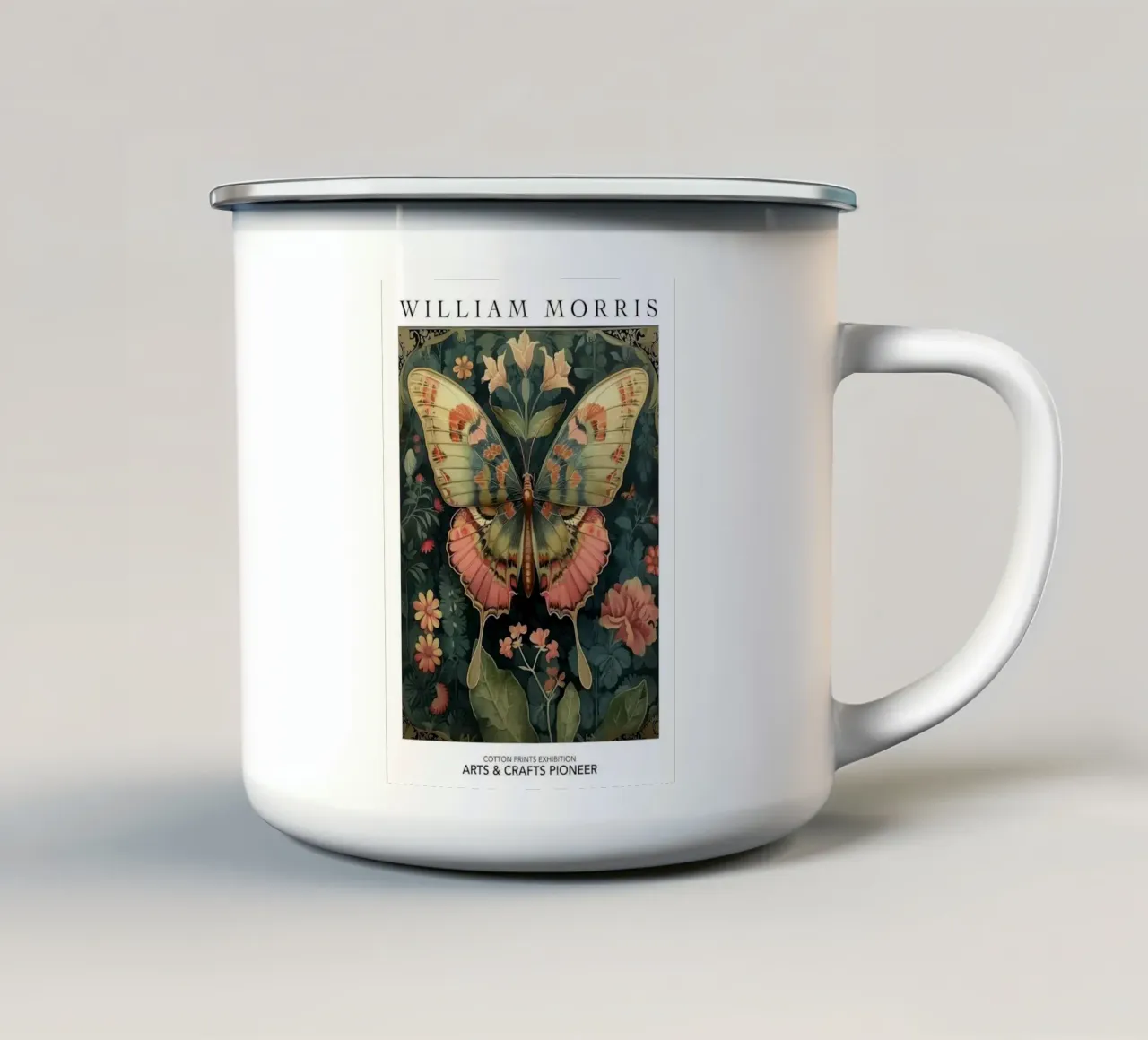 farfalle appollaiate sulle foglie tazza in smalto da komo store
