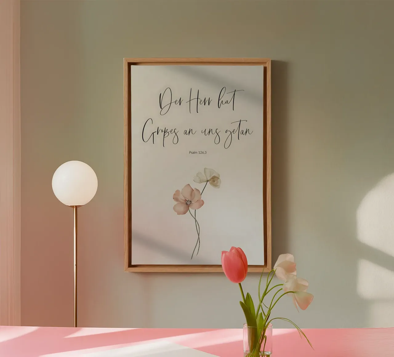 The Lord has done great things for us - Psalm 126:3 canvas with Floater frame by maluniq