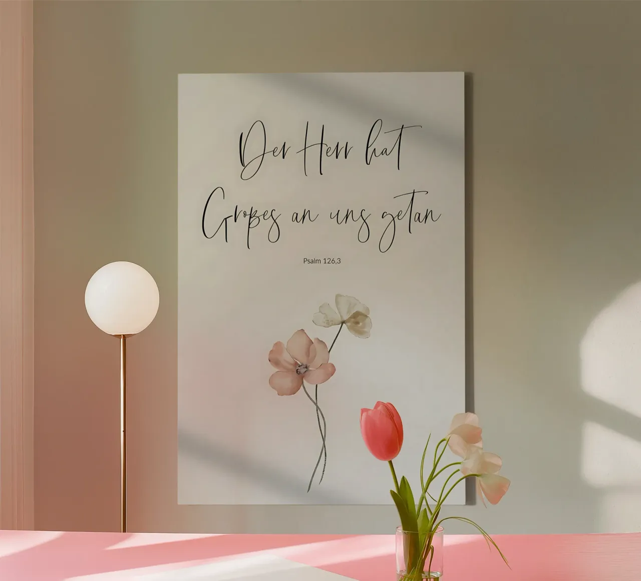 The Lord has done great things for us - Psalm 126:3 canvas with Floater frame by maluniq