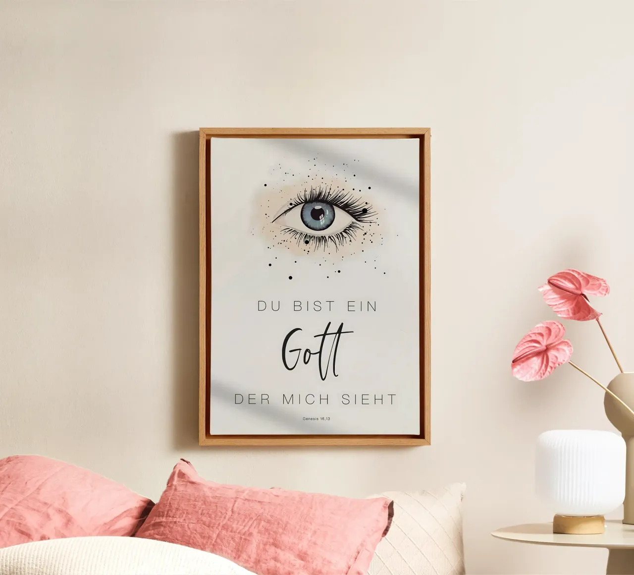 Tu sei un Dio che mi vede - Poster biblico tela con Cornice a cassetta da maluniq