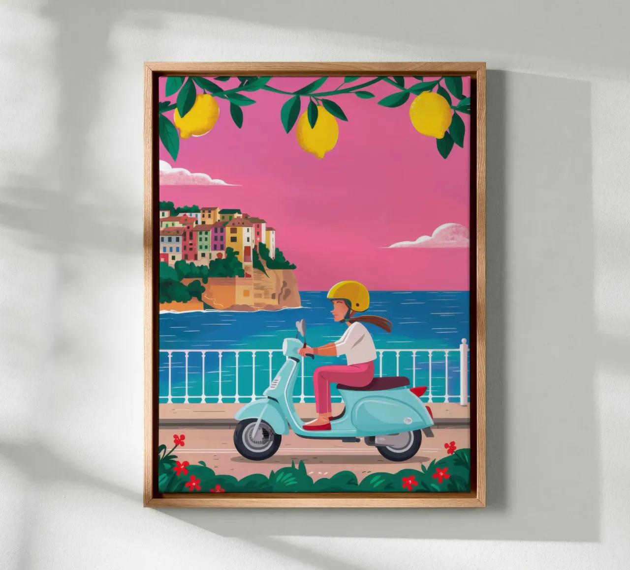 Giocare con lo scooter sulla costa tela con Cornice a cassetta da Heaven Craft