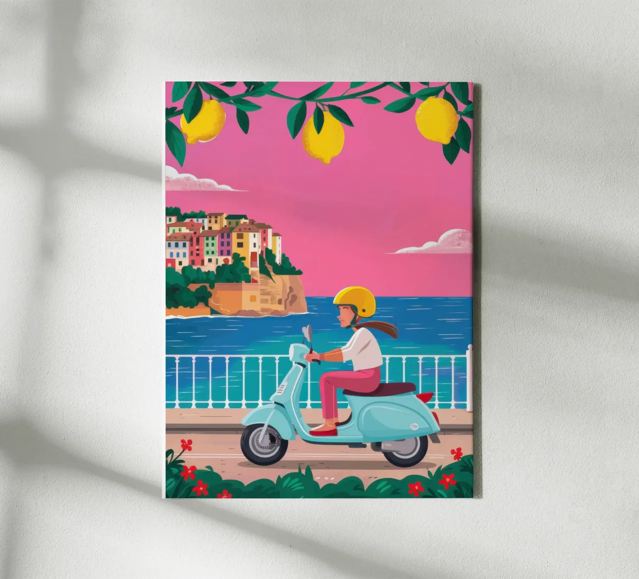 Giocare con lo scooter sulla costa tela con Cornice a cassetta da Heaven Craft