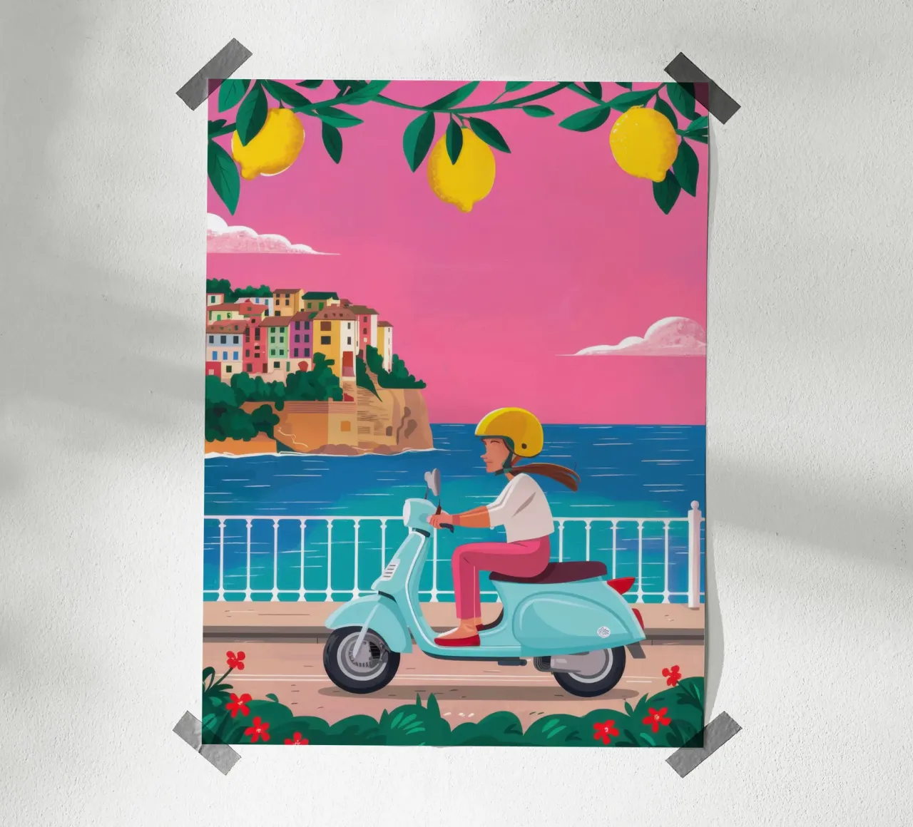 Giocare con lo scooter sulla costa poster da Heaven Craft