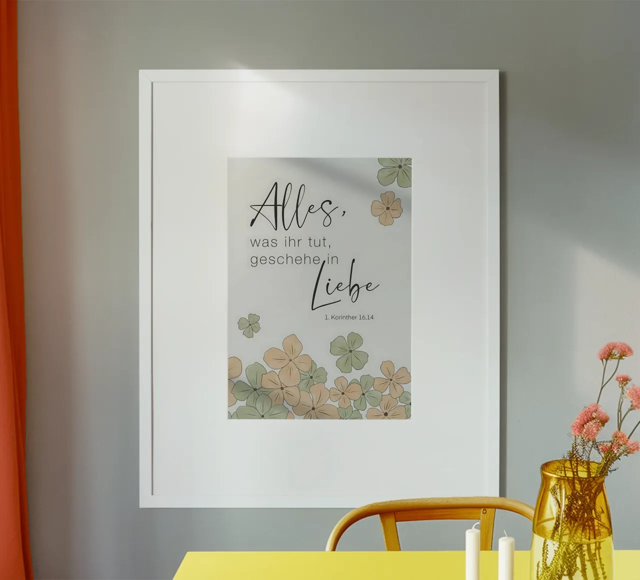All in love - Poster cristiano con fiori poster con telaio in plastica da maluniq