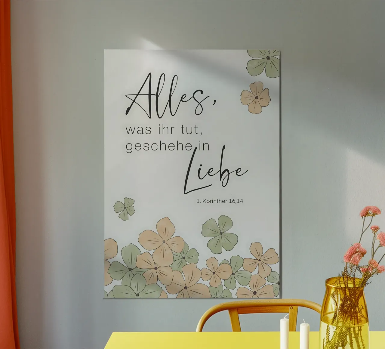 All in love - Poster cristiano con fiori poster con telaio in plastica da maluniq
