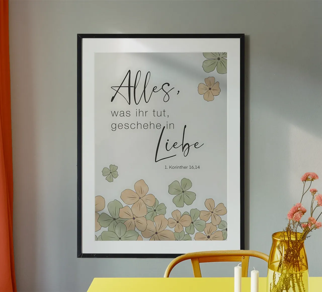 All in love - Poster cristiano con fiori poster con telaio in plastica da maluniq