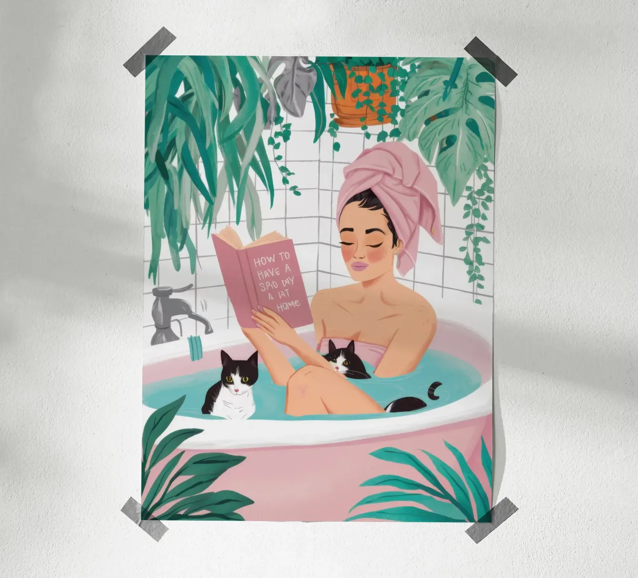 Tempo sereno in vasca poster con telaio in legno da Heaven Craft