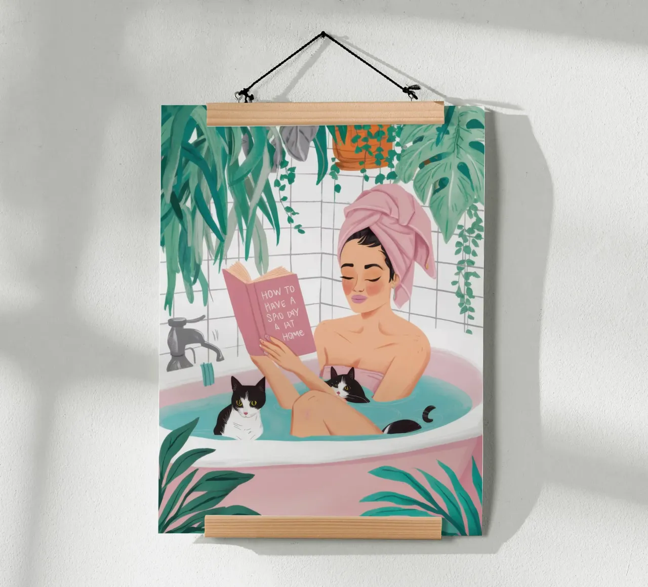 Tempo sereno in vasca poster con telaio in legno da Heaven Craft