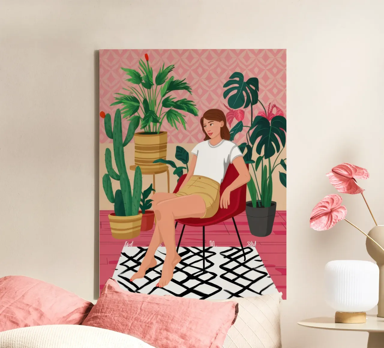 Böhmische Pflanze Repose Leinwand mit Schattenfugenrahmen von Heaven Craft