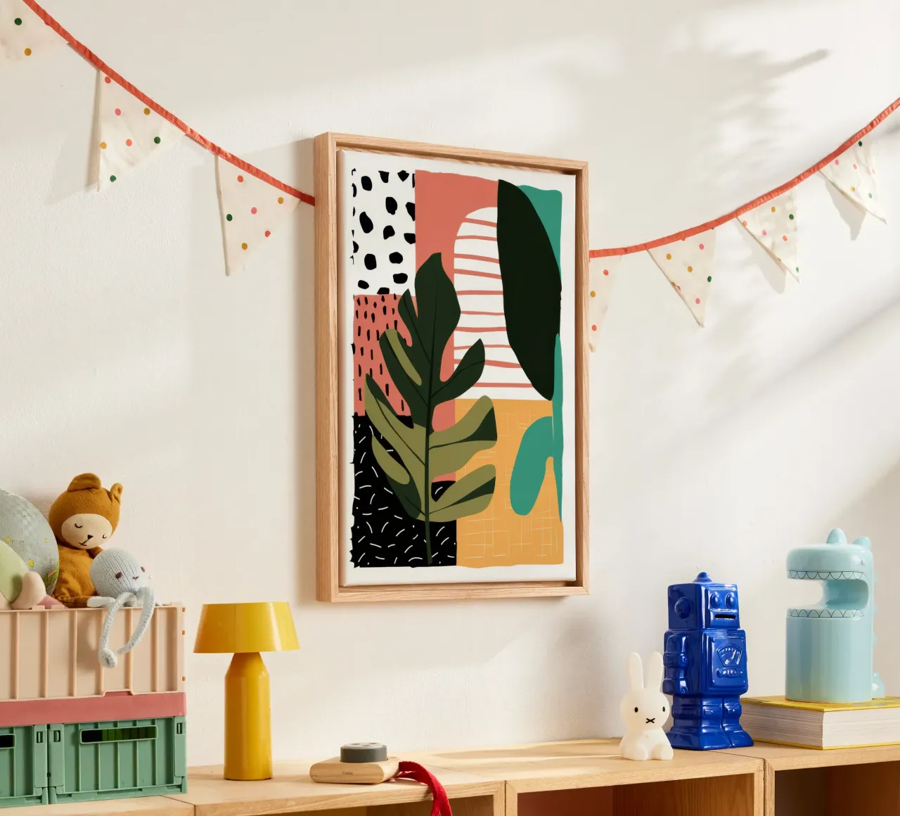 Collage botanico moderno tela con Cornice a cassetta da Heaven Craft